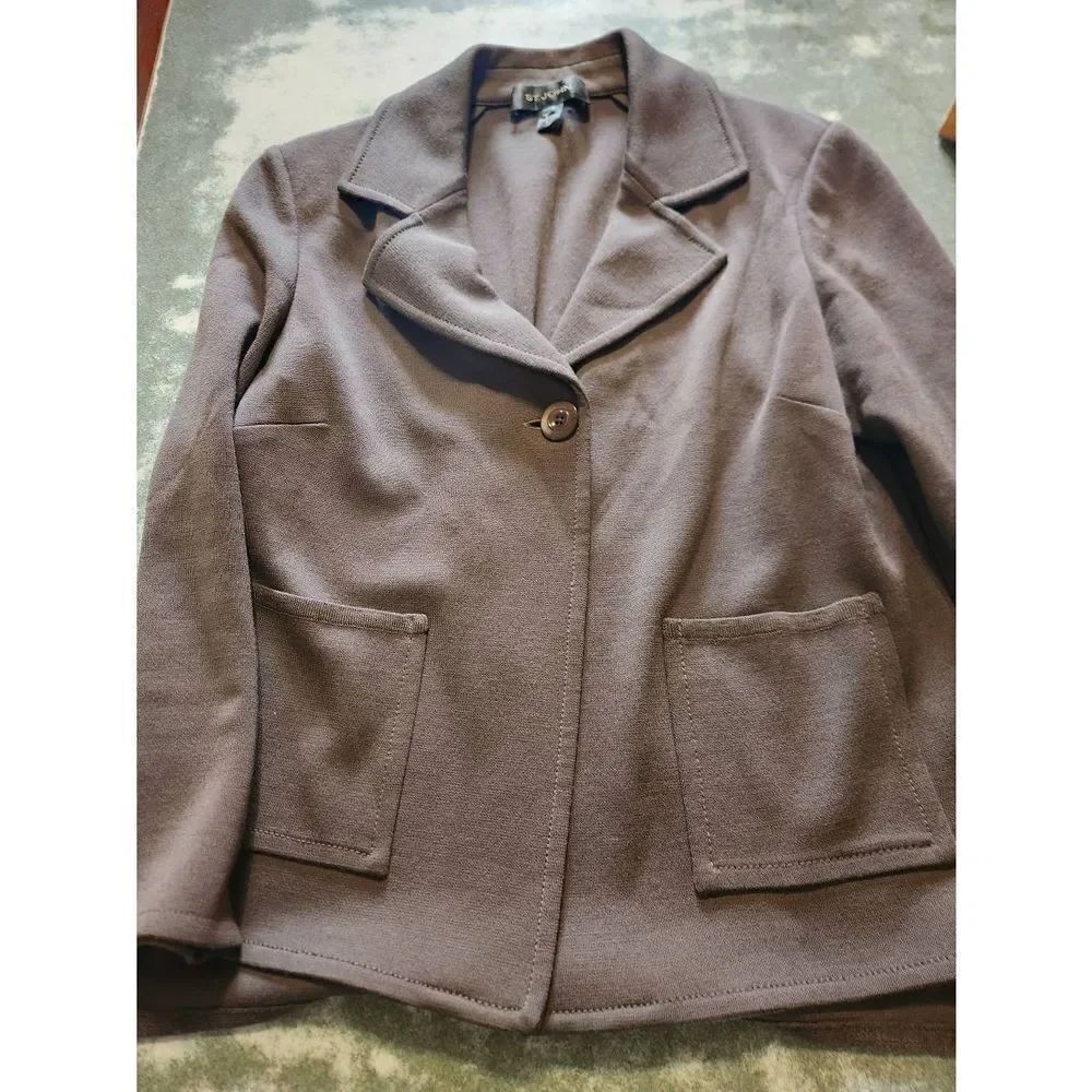 St John brown knit one butter sweater Jacket sz 6